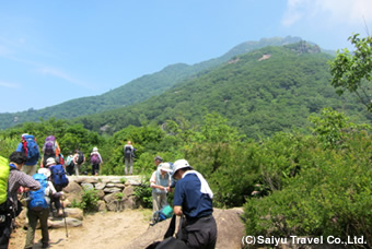 視界が開けると同時に智異山最高峰の天王峰が姿を現しました