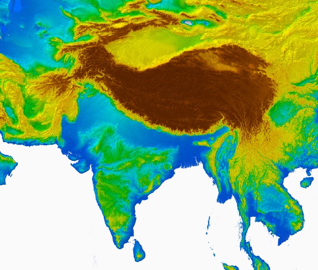 インド亜大陸地形図