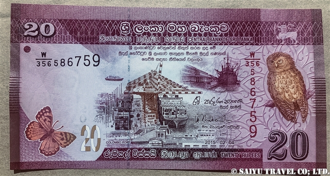 スリランカ紙幣　セレンディブコノハズク