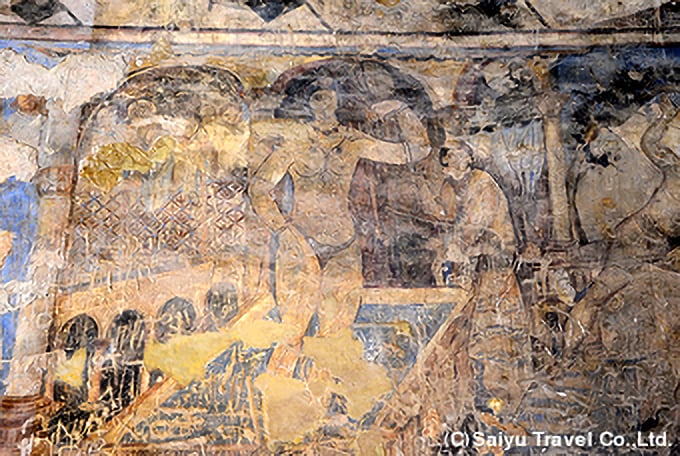 アムラ城に残るウマイヤ朝期のフレスコ画