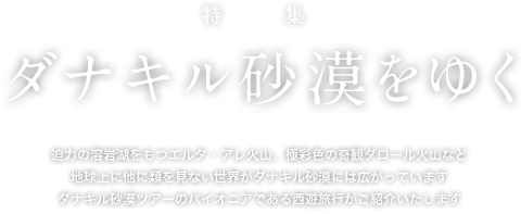「ダナキル砂漠をゆく」ダナキル砂漠ツアー特集