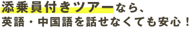 添乗員付きツアーなら、英語・中国語を話せなくても安心！